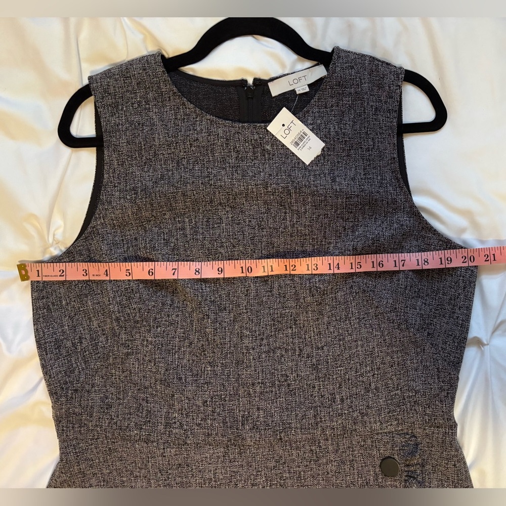 LOFT Tweed Ruffle Button Sheath Dress | Size 14 - Picture 6 of 8
